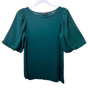 Banana Republic Women's Cute Green Top, Puff Sleeves Above Elbow, Size Small